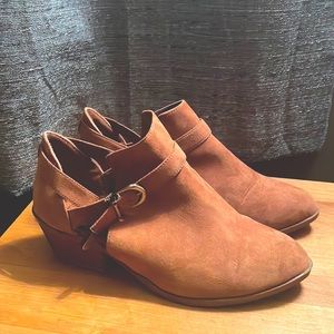Tan faux-suede booties
